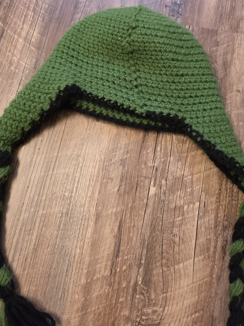Handmade Crochet Minecraft Creeper Earflap Beanie Hat with Braids – Toddler Size